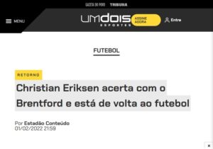 Christian Eriksen acerta com o Brentford e está de volta ao futebol